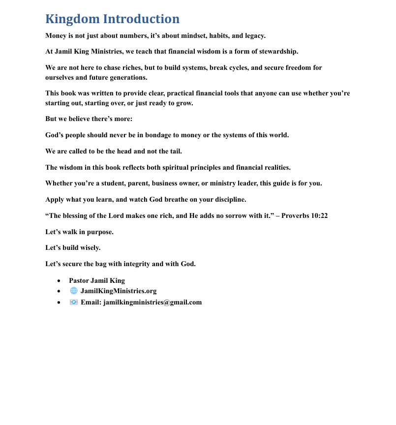 Secure the Bag: A Practical Guide to Financial Literacy & Wealth Building