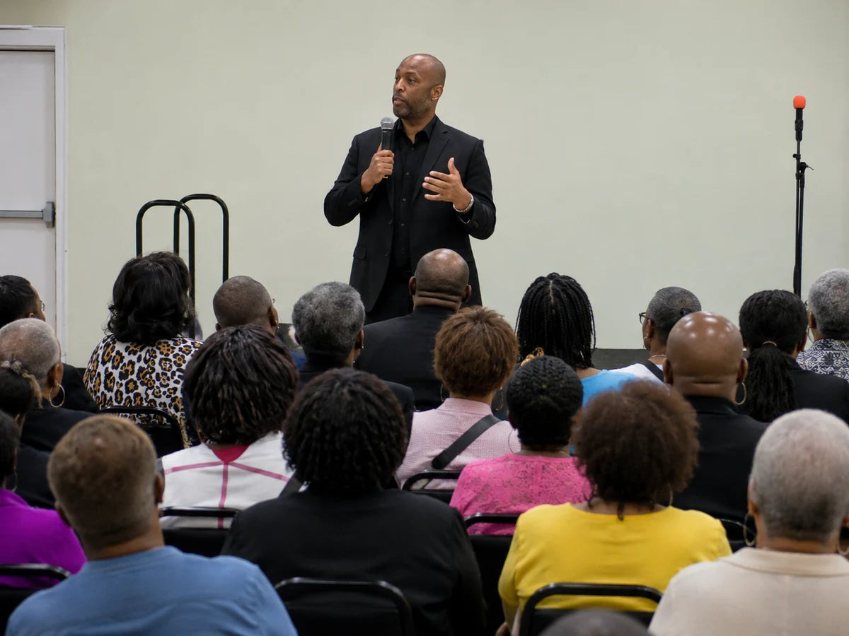 Pastor speaking to the congregation